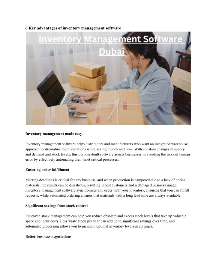 6 key advantages of inventory management software