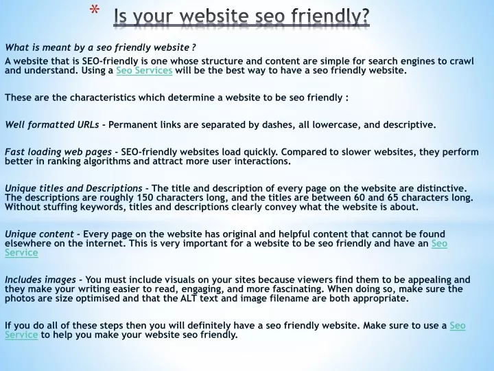 is your website seo friendly