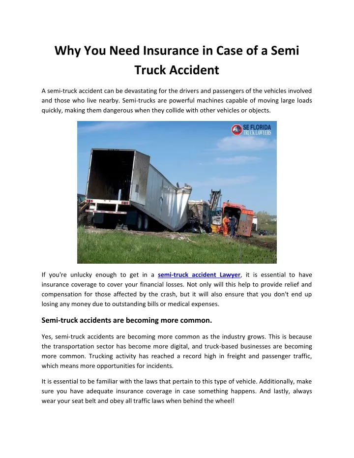 why you need insurance in case of a semi truck