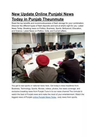 New Update Online Punjabi News Today in Punjab Theunmute