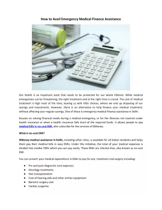 How to Avail Emergency Medical Finance Assistance - GMoney