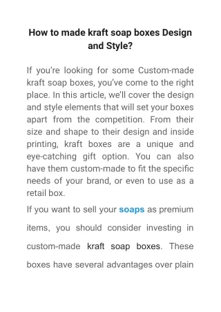 How to made kraft soap boxes Design and Style