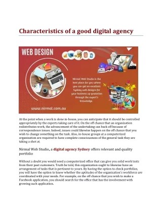 Characteristics of a good digital agency