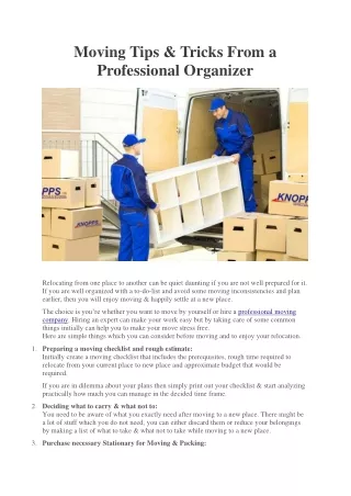 moving tips tricks from a professional organizer