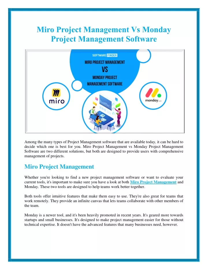 miro project management vs monday project