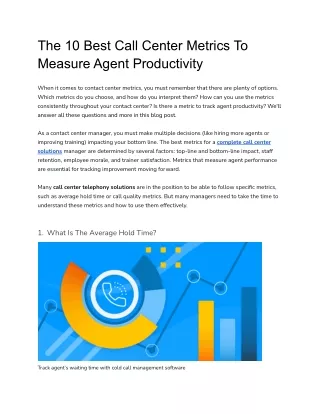 the 10 best call center metrics to measure agent