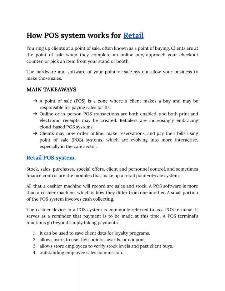 how pos system works for retail