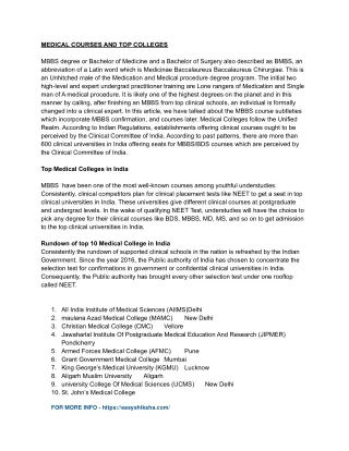 Medical Science Online Internship