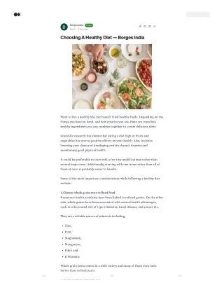 Choosing A Healthy Diet - Borges India