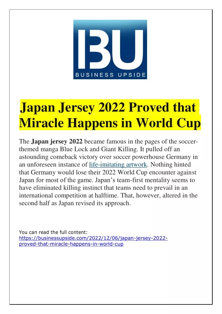 japan jersey 2022 proved that miracle happens