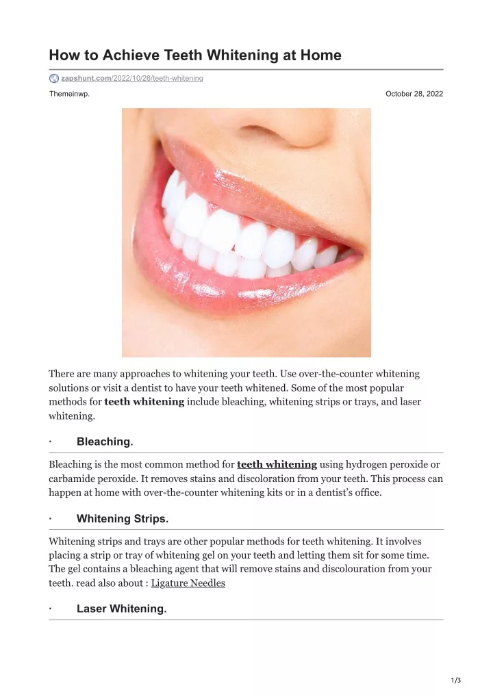 how to achieve teeth whitening at home