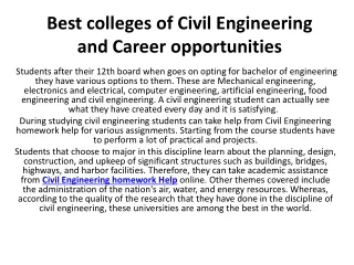 Best colleges of Civil Engineering and Career opportunities