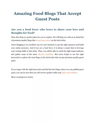 amazing food blogs that accept guest posts