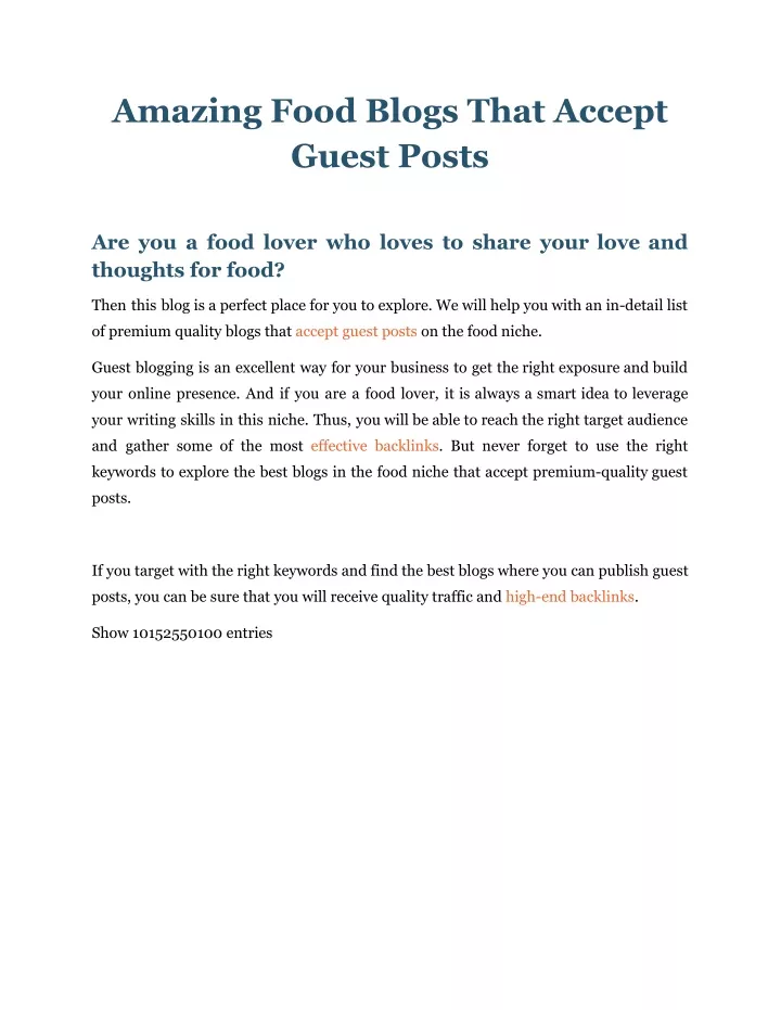 amazing food blogs that accept guest posts