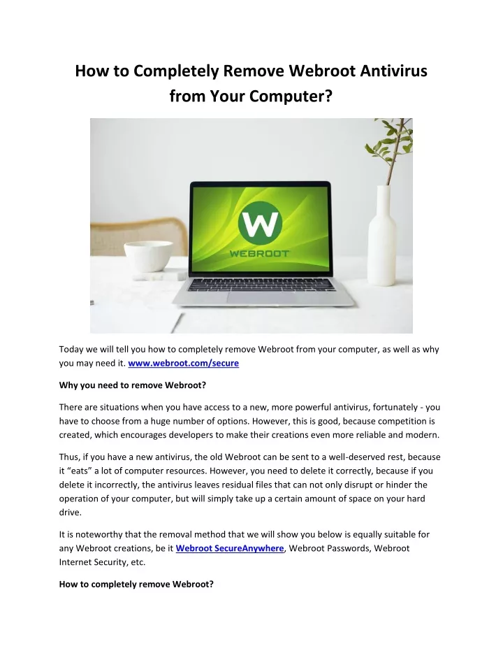 how to completely remove webroot antivirus from