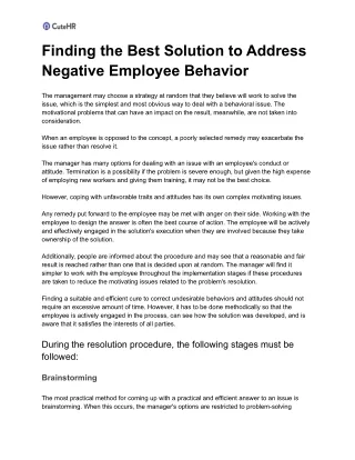finding the best solution to address negative