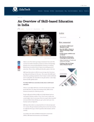 An Overview of Skill-based Education in India