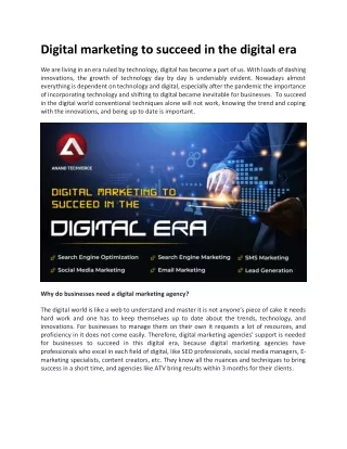 digital marketing to succeed in the digital era