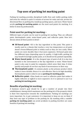 Top uses of parking lot marking paint