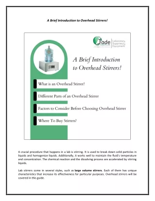 a brief introduction to overhead stirrers