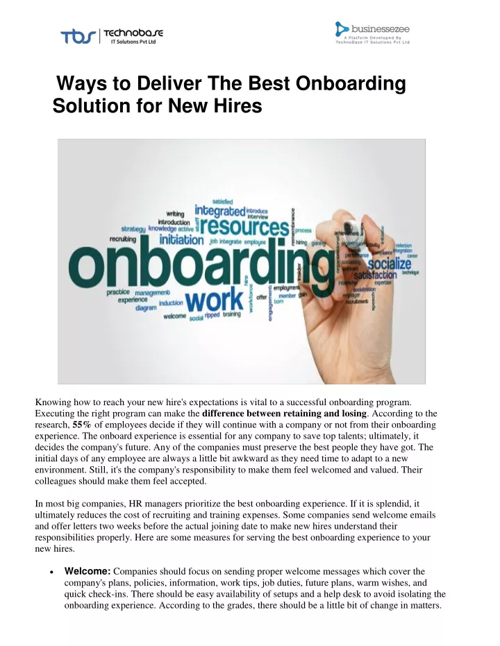 ways to deliver the best onboarding solution