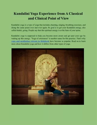 Kundalini Yoga Experience from A Classical and Clinical Point of View