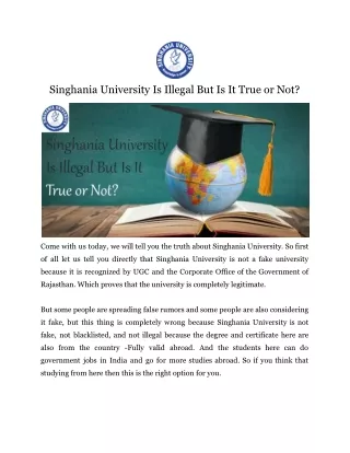 singhania university is illegal but is it true