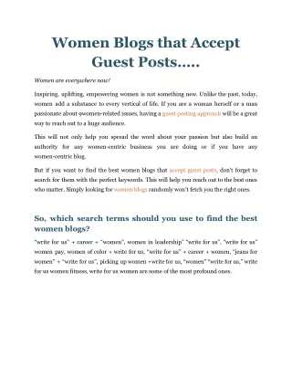 Women Blogs that Accept Guest Posts…..