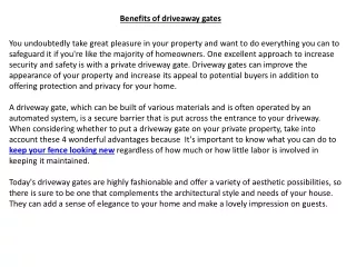 Benefits of driveaway gates