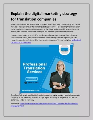 Explain the digital marketing strategy for translation companies