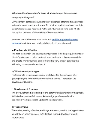 what are the elements of a team at a mobile