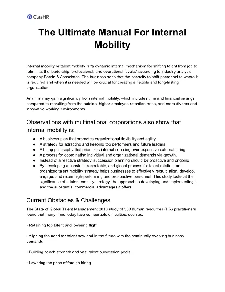 the ultimate manual for internal mobility