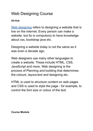 Web designing course