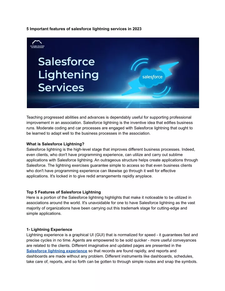 5 important features of salesforce lightning