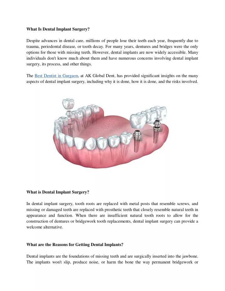 what is dental implant surgery despite advances
