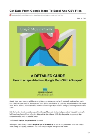 get data from google maps to excel and csv files