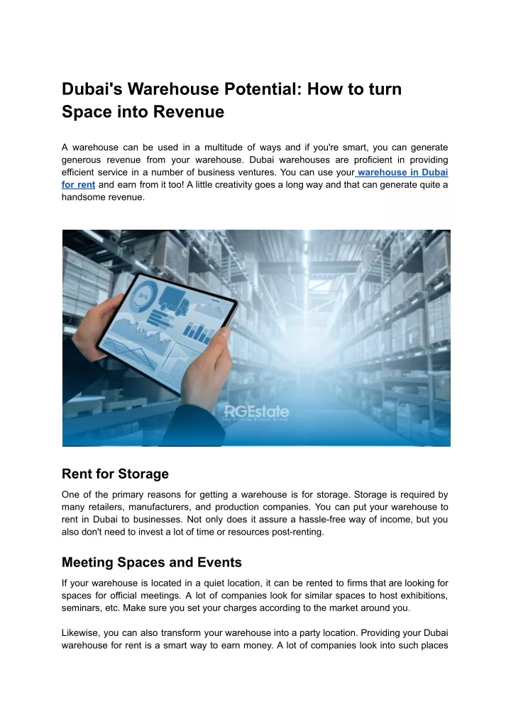 dubai s warehouse potential how to turn space