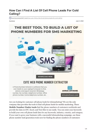 how can i find a list of cell phone leads