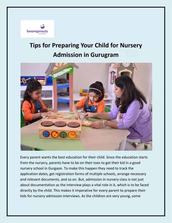 tips for preparing your child for nursery