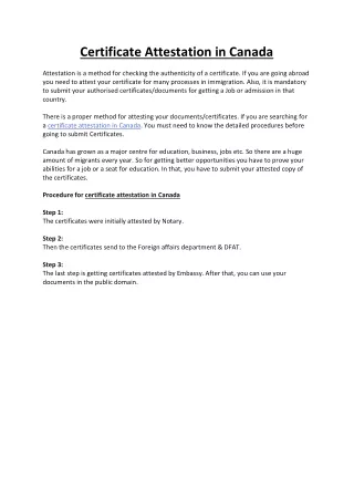 certificate attestation in canada