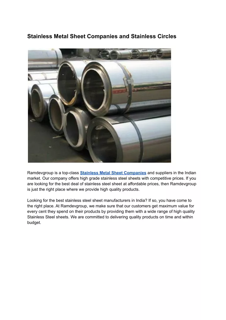 stainless metal sheet companies and stainless