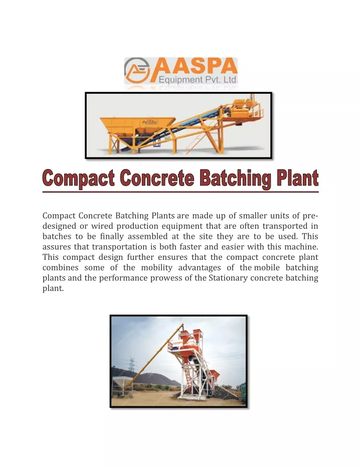 compact concrete batching plants are made