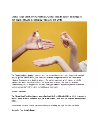 global hand sanitizer market size global trends
