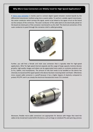 why micro coax connectors are widely used