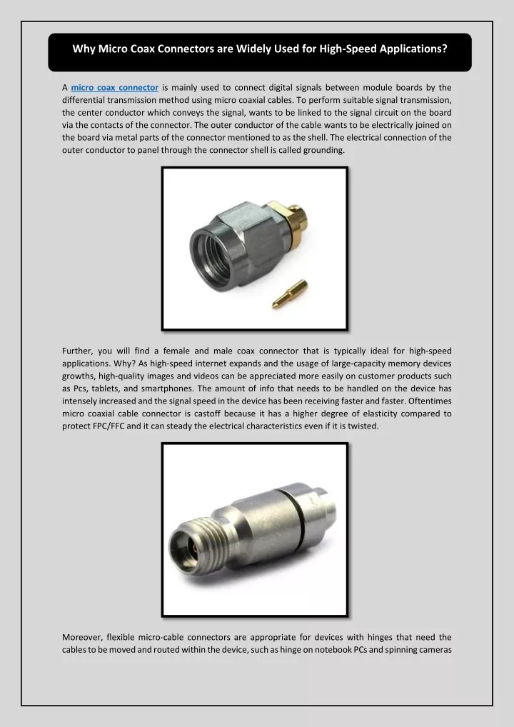 why micro coax connectors are widely used