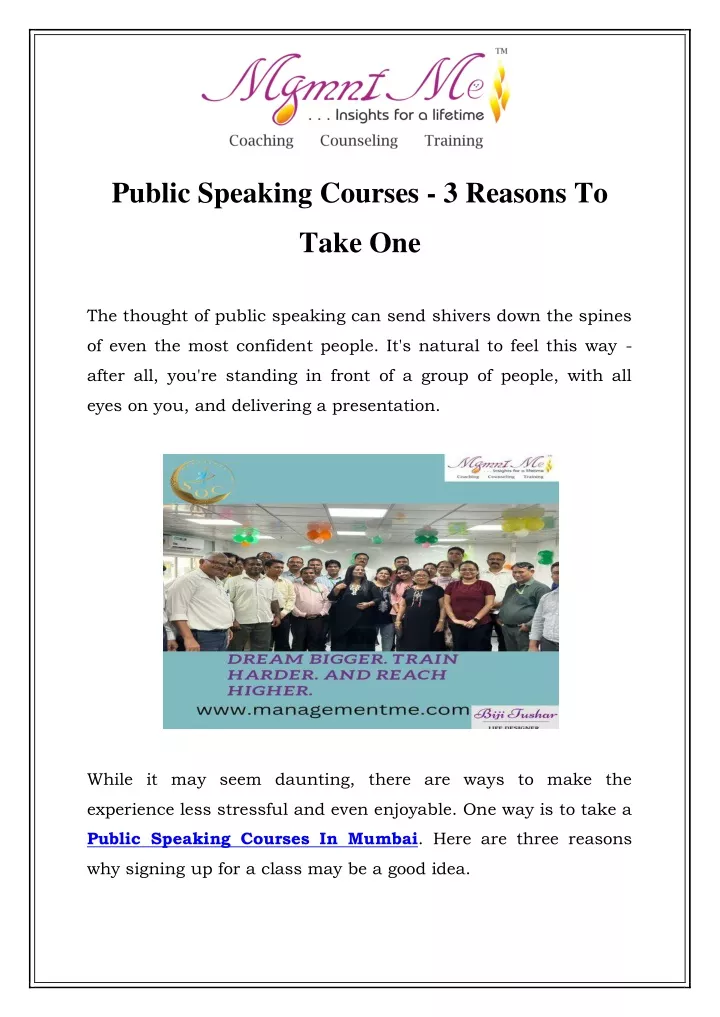 public speaking courses 3 reasons to