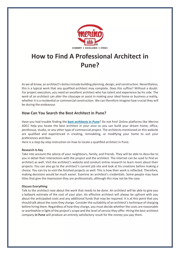 how to find a professional architect in pune