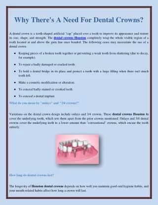 Why There's A Need For Dental Crowns?