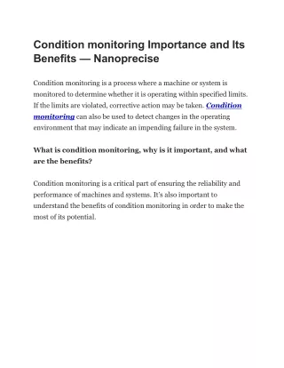 Condition monitoring - Nanoprecise