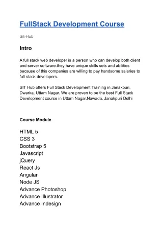 FullStack Development Course